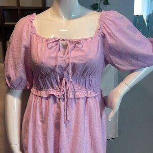 Universal Thread Dress‎ Chalk Violet Purple Puff Sleeve Size Large